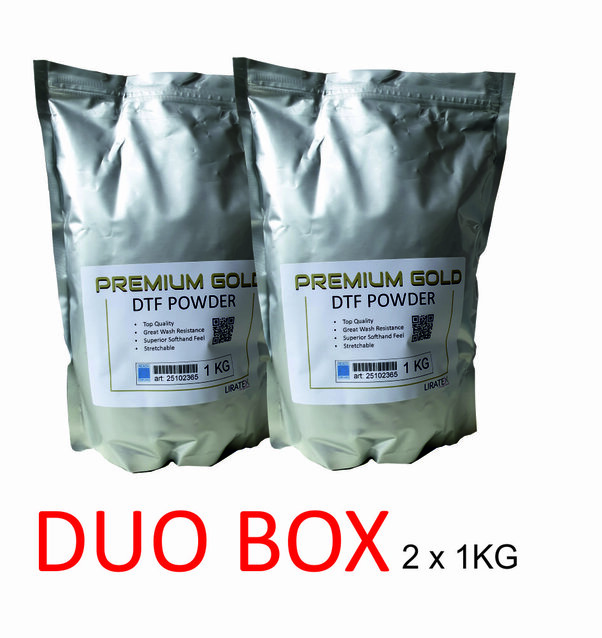 Premium Gold DTF lijmpoeder Duo Box (2 x 1 kg)