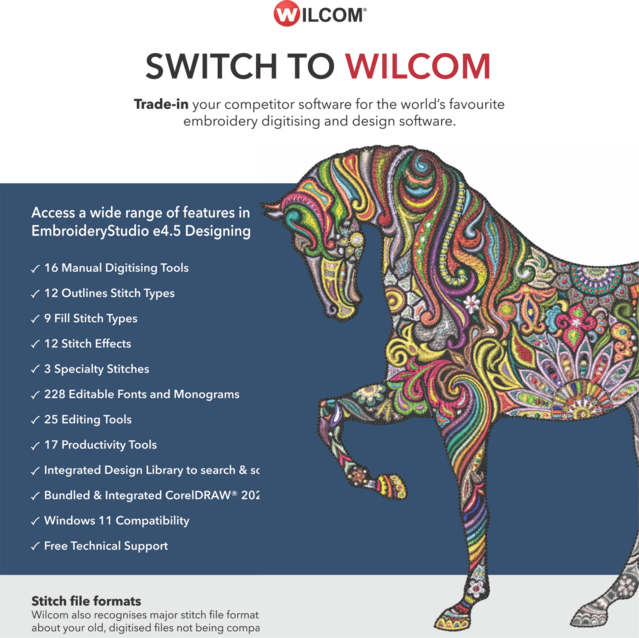 Wilcom Embroidery studio e4.5 designing trade-in